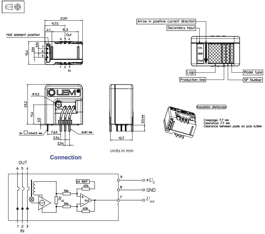 Mechanical Drawing - LEM LXS Current Sensors